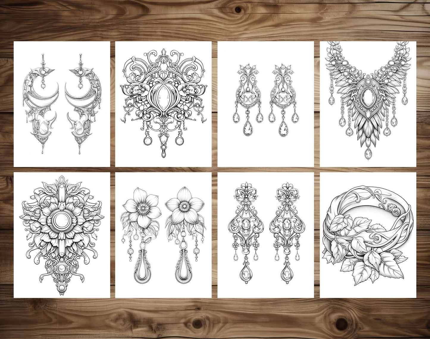 50 Jewelry Collection Coloring Pages - Instant Download - Printable PDF – preview 5