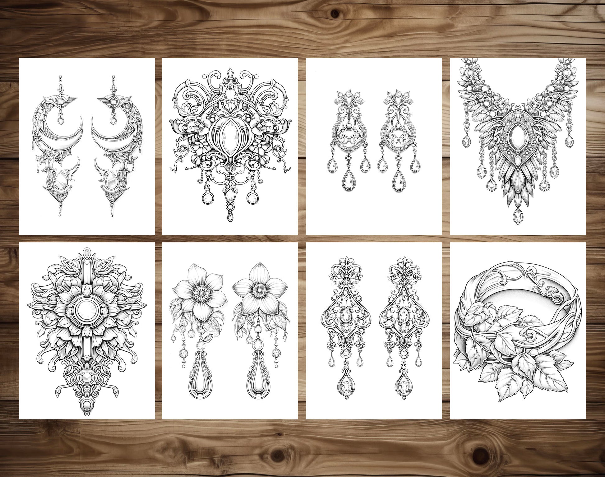 50 Jewelry Collection Coloring Pages - Instant Download - Printable PDF – preview 5