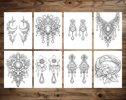 50 Jewelry Collection Coloring Pages - Instant Download - Printable PDF – preview 5