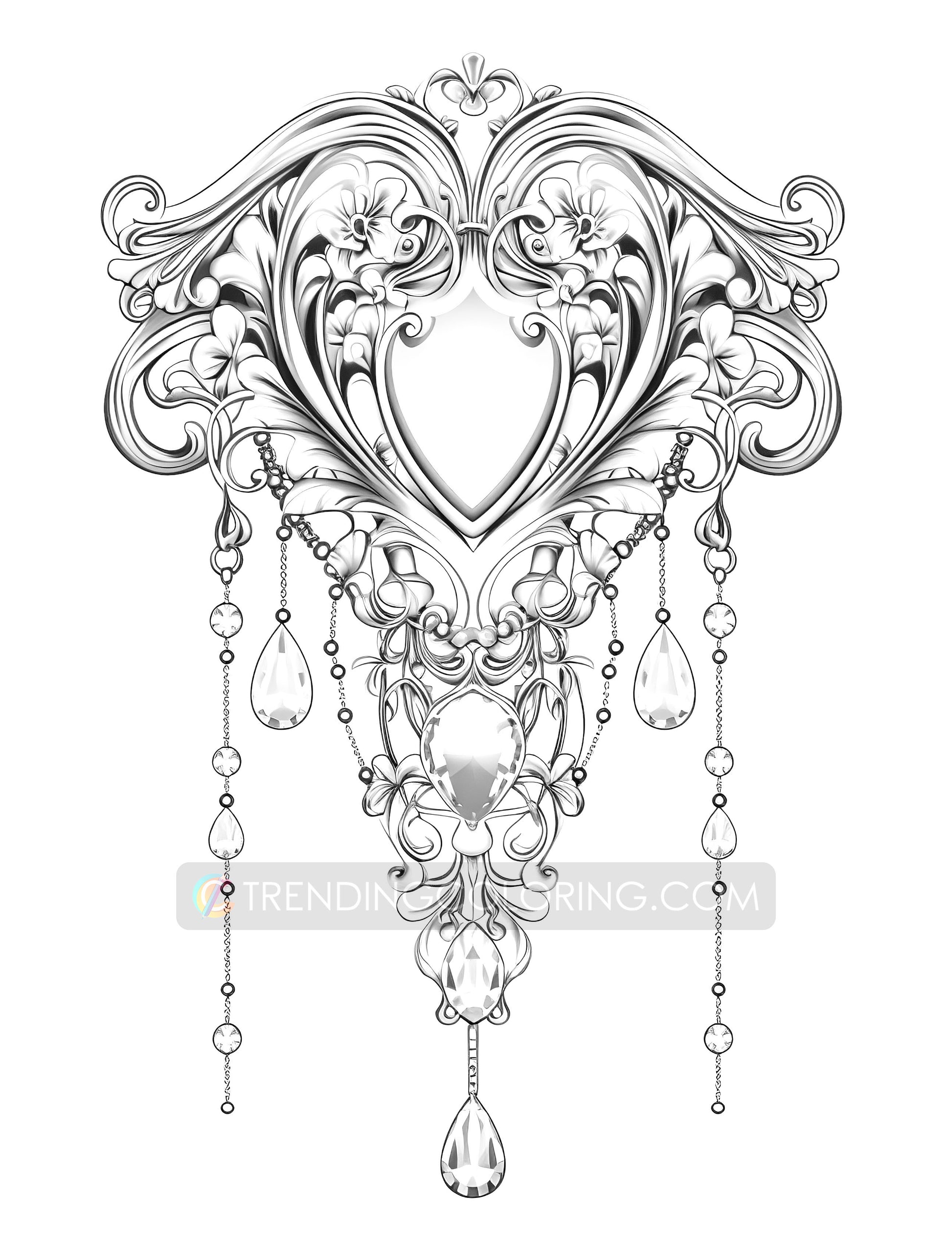 50 Jewelry Collection Coloring Pages - Instant Download - Printable PDF – preview 7