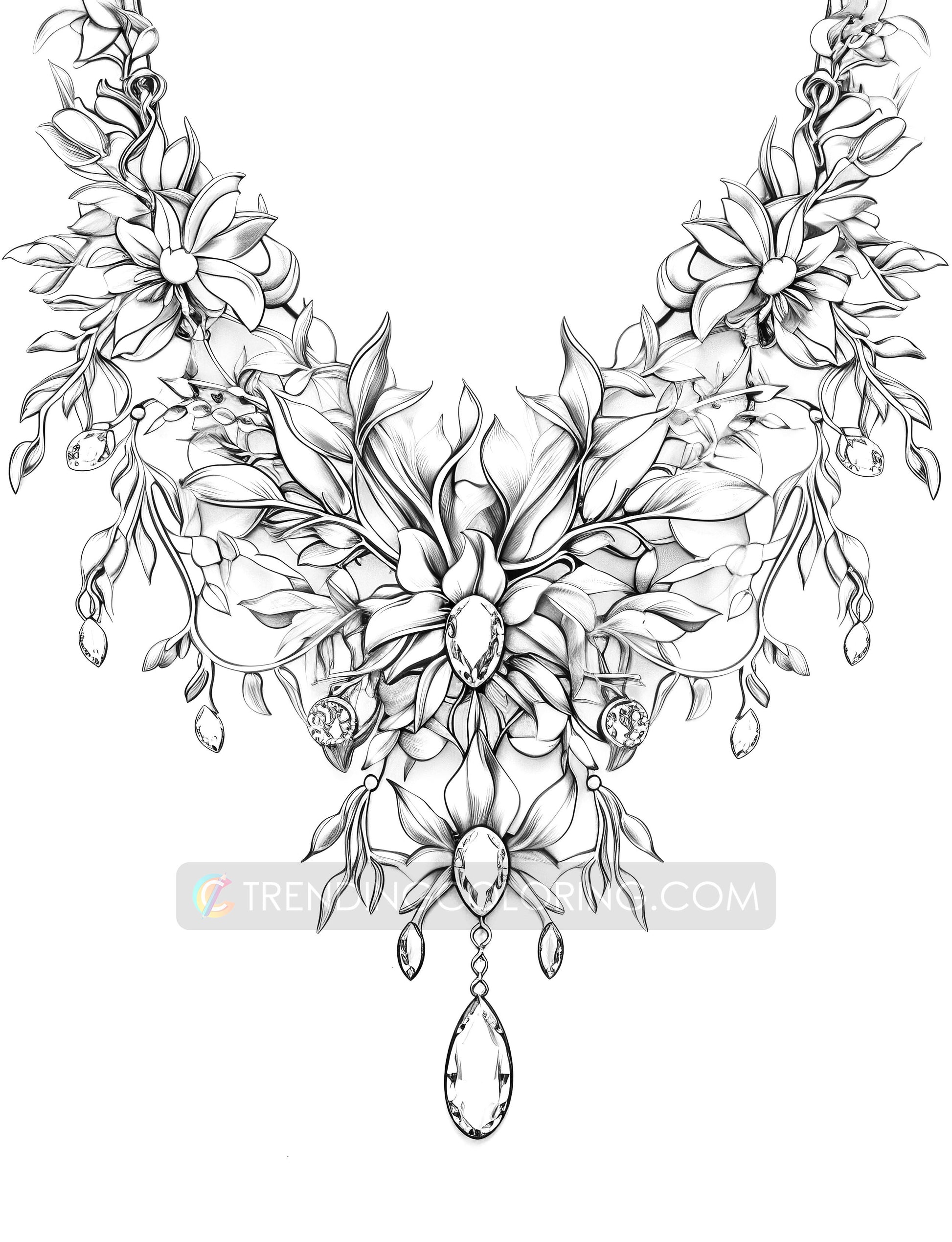50 Jewelry Collection Coloring Pages - Instant Download - Printable PDF – preview 8
