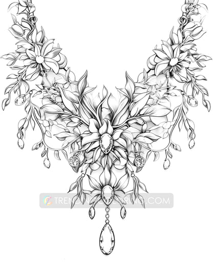 50 Jewelry Collection Coloring Pages - Instant Download - Printable PDF – preview 8