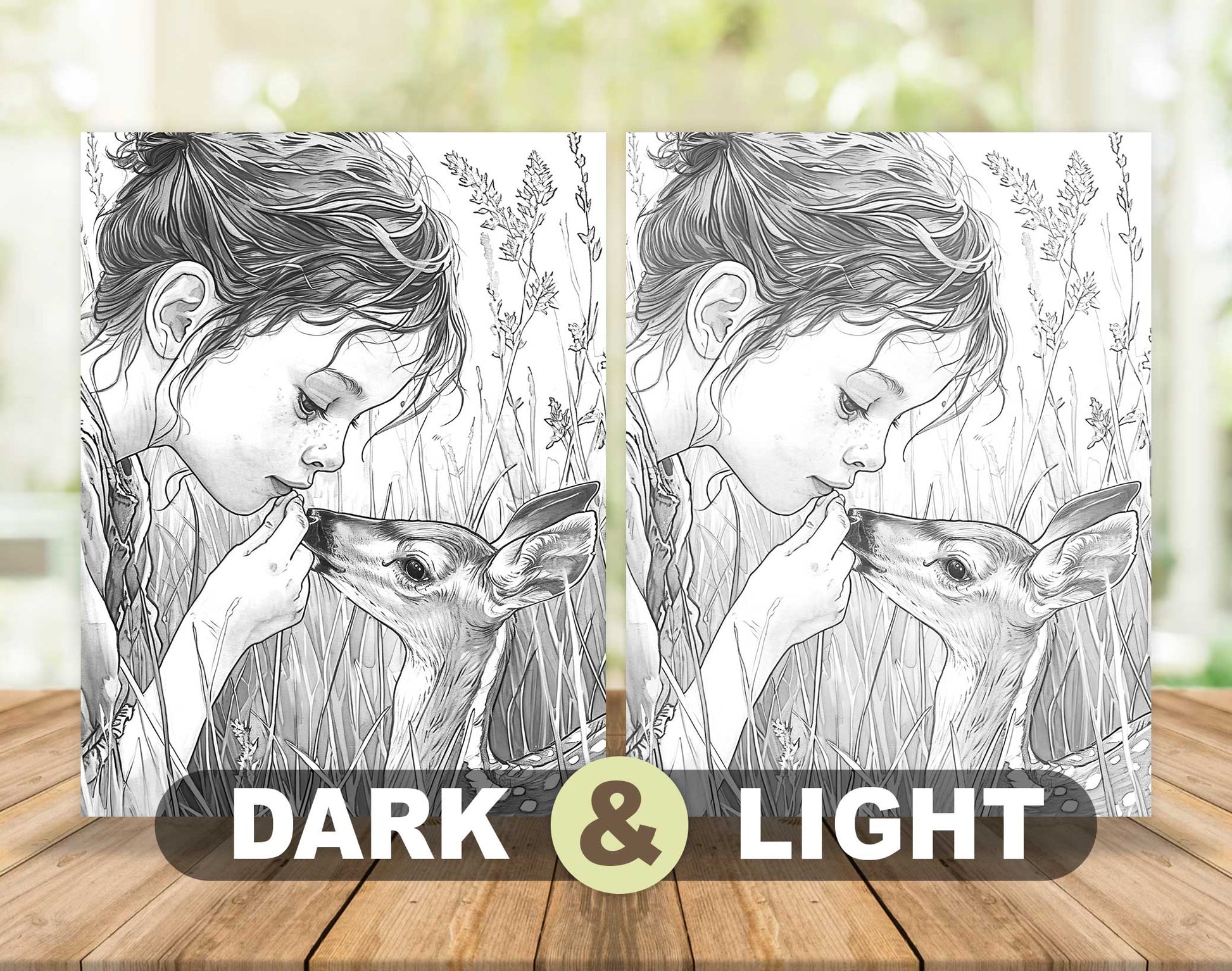 50 Little Prairie Girl Grayscale Coloring Pages - Instant Download - Printable PDF Dark/Light – preview 5