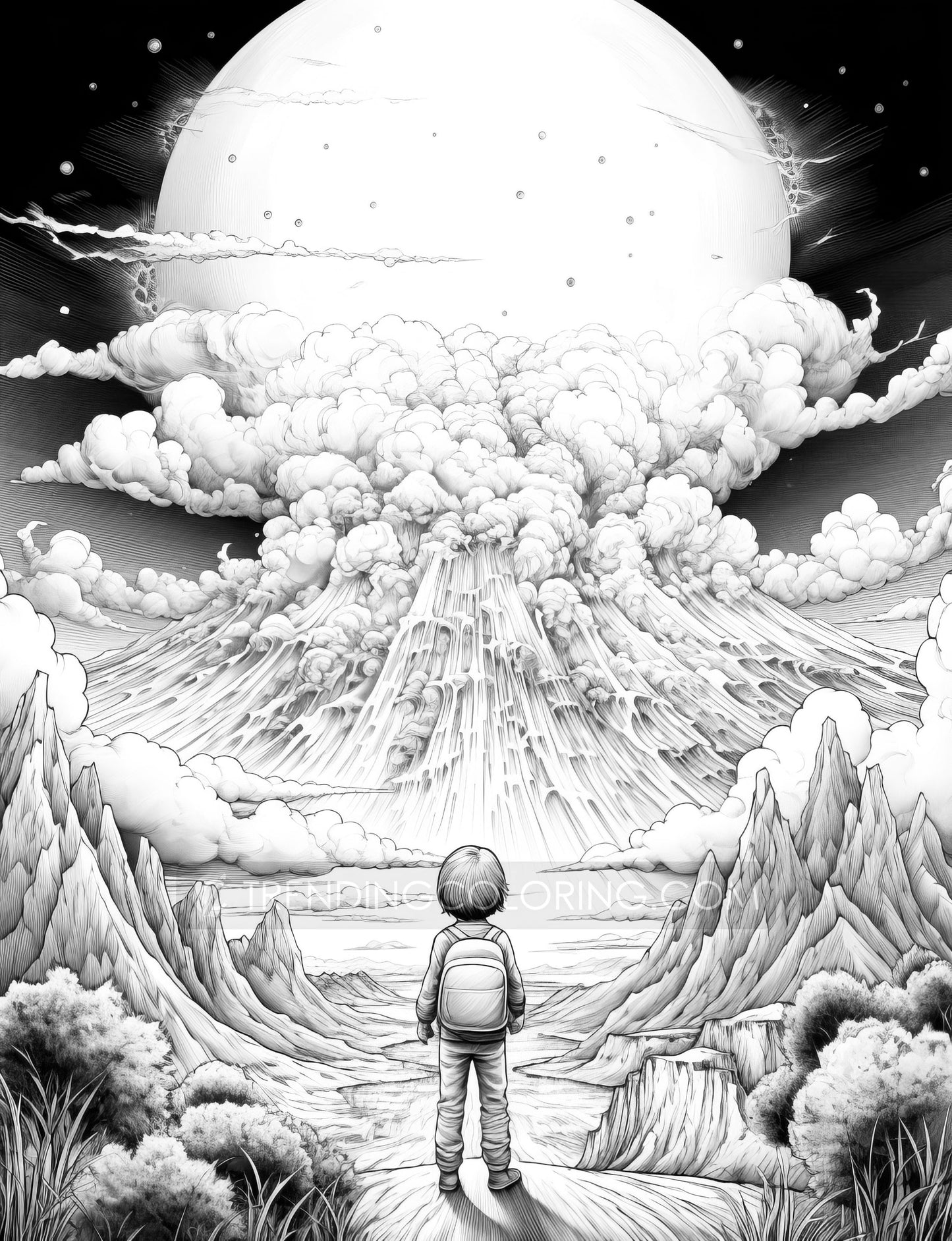 50 Little Prince's Adventure Grayscale Coloring Pages - Instant Download - Printable PDF Dark/Light – preview 7