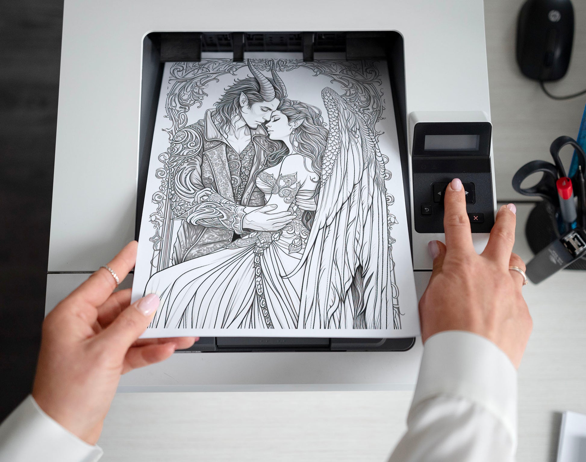 50 Love is ... Grayscale Coloring Pages - Instant Download - Printable PDF Dark/Light – preview 2