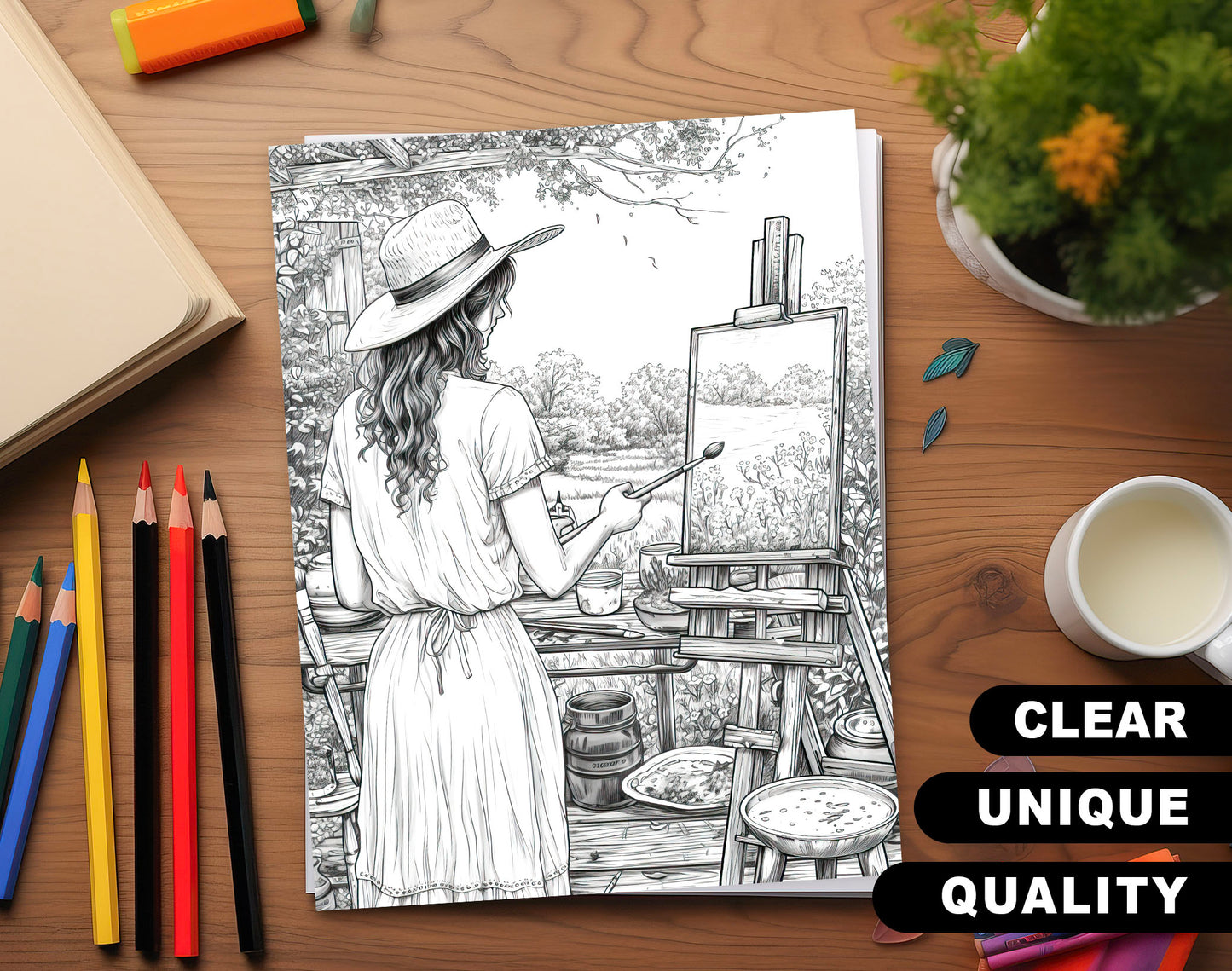50 Love is ... Grayscale Coloring Pages - Instant Download - Printable PDF Dark/Light – preview 3