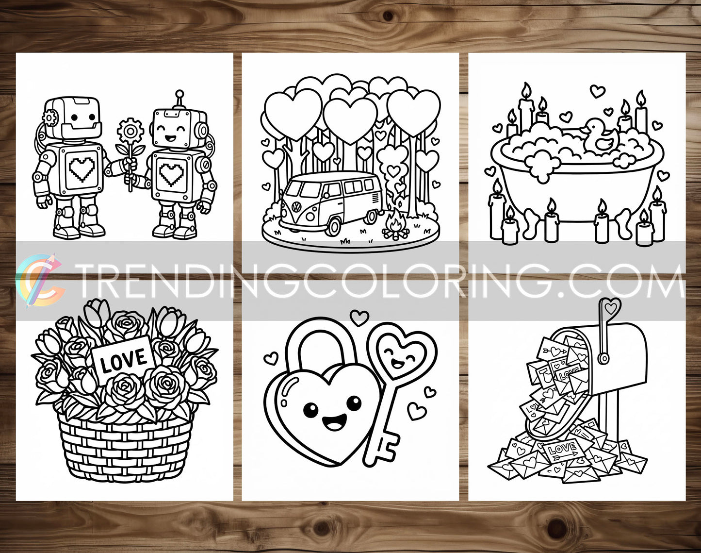 50 Love Vibes Cute and Simple Coloring Pages - PDF Download – preview 3