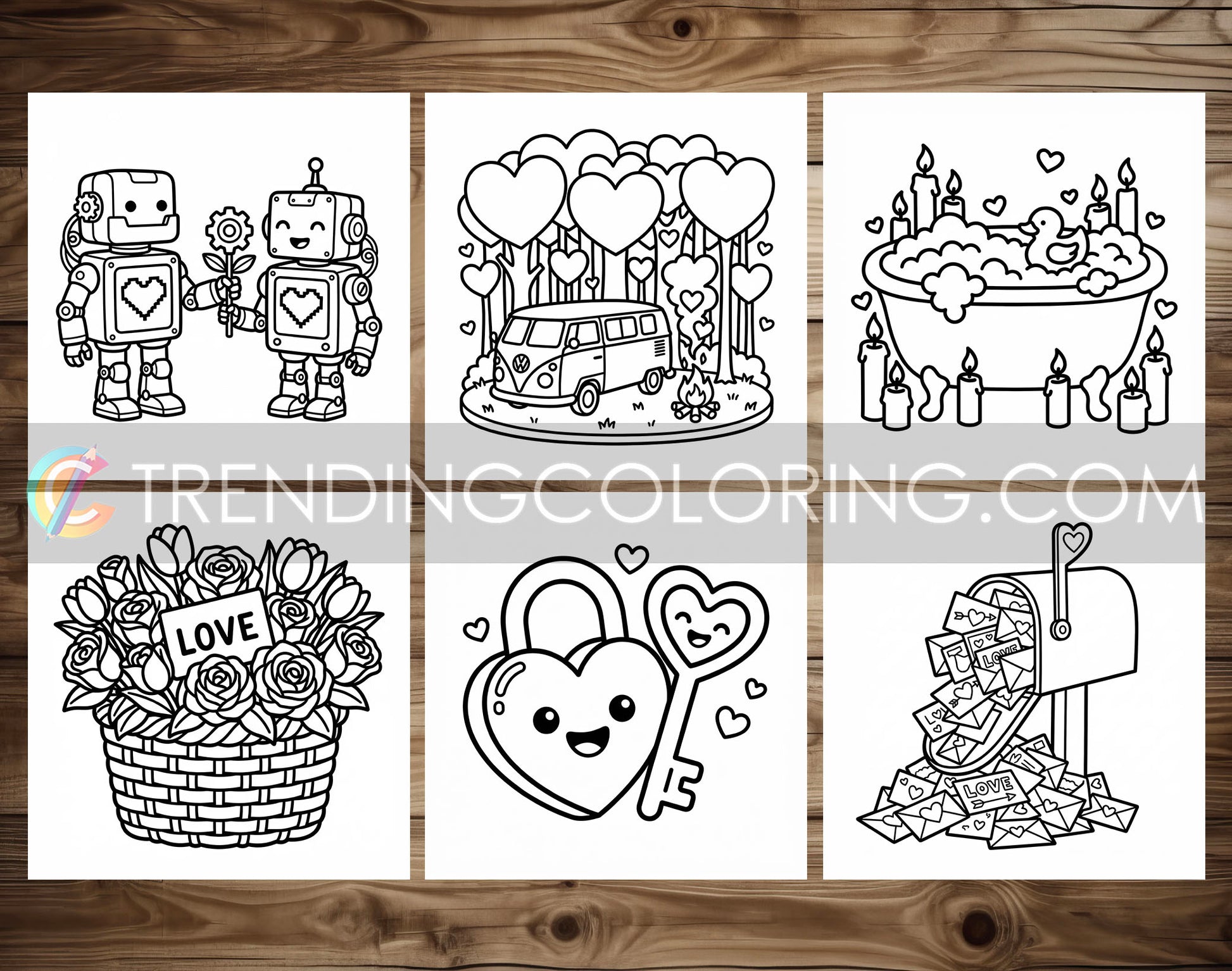 50 Love Vibes Cute and Simple Coloring Pages - PDF Download – preview 3