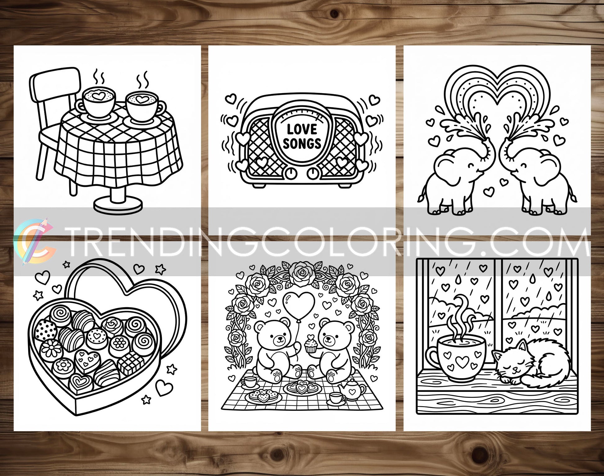 50 Love Vibes Cute and Simple Coloring Pages - PDF Download – preview 4