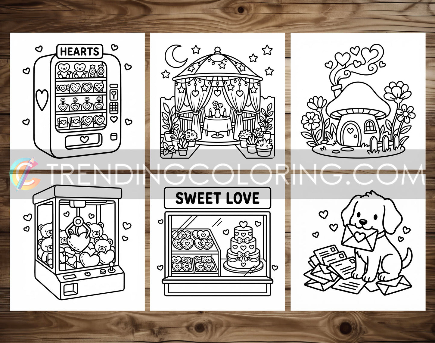 50 Love Vibes Cute and Simple Coloring Pages - PDF Download – preview 5