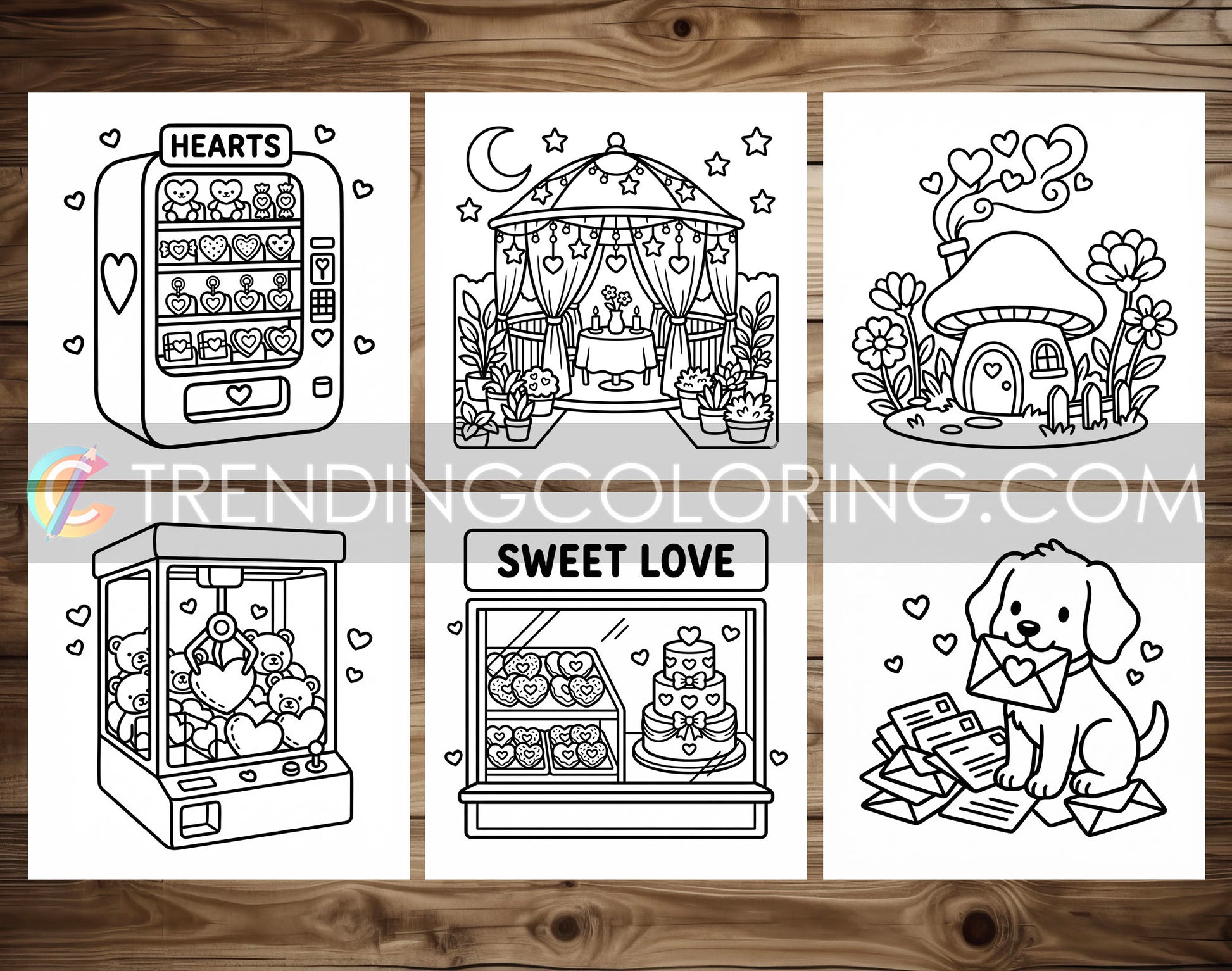 50 Love Vibes Cute and Simple Coloring Pages - PDF Download – preview 5