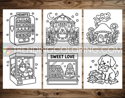 50 Love Vibes Cute and Simple Coloring Pages - PDF Download – preview 5