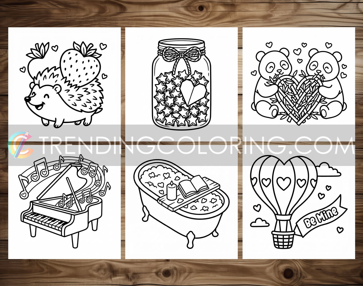 50 Love Vibes Cute and Simple Coloring Pages - PDF Download – preview 6