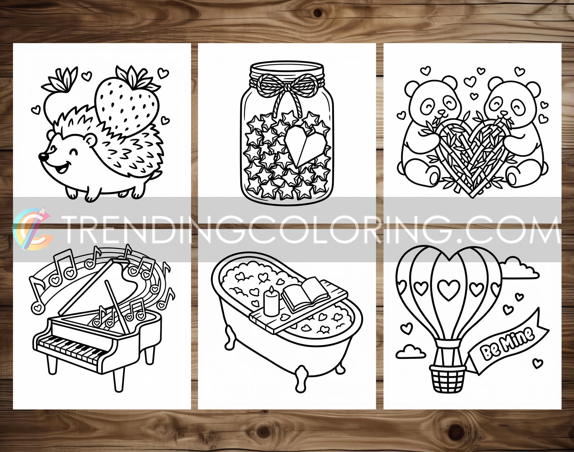 50 Love Vibes Cute and Simple Coloring Pages - PDF Download – preview 6