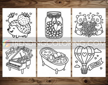 50 Love Vibes Cute and Simple Coloring Pages - PDF Download – preview 6