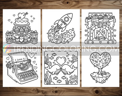 50 Love Vibes Cute and Simple Coloring Pages - PDF Download – preview 7