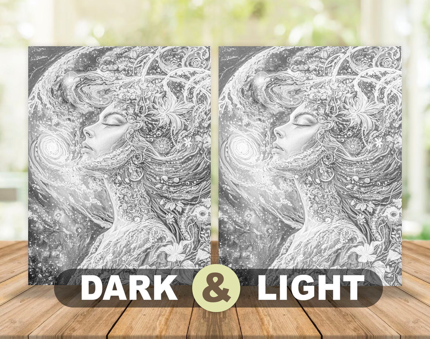 50 Mother Earth Grayscale Coloring Pages for Adults | Dark & Light Printable PDF | Instant Download – preview 5