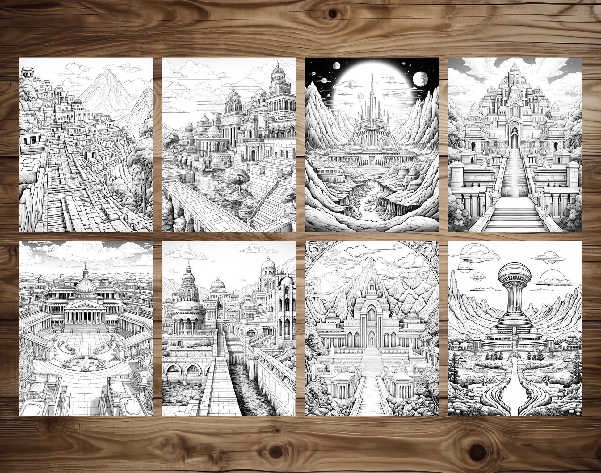 50 Mysterious Civilization Coloring Pages - Instant Download - Printable PDF Dark/Light – preview 5