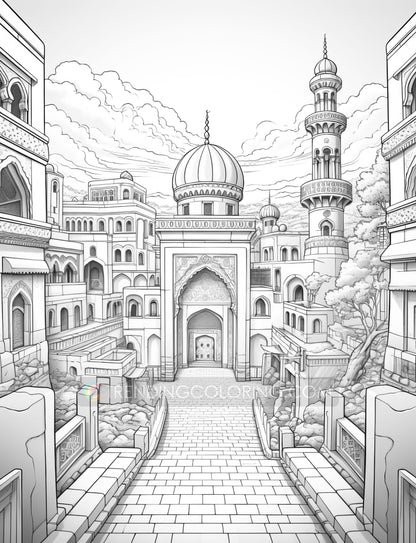 50 Mysterious Civilization Coloring Pages - Instant Download - Printable PDF Dark/Light – preview 7
