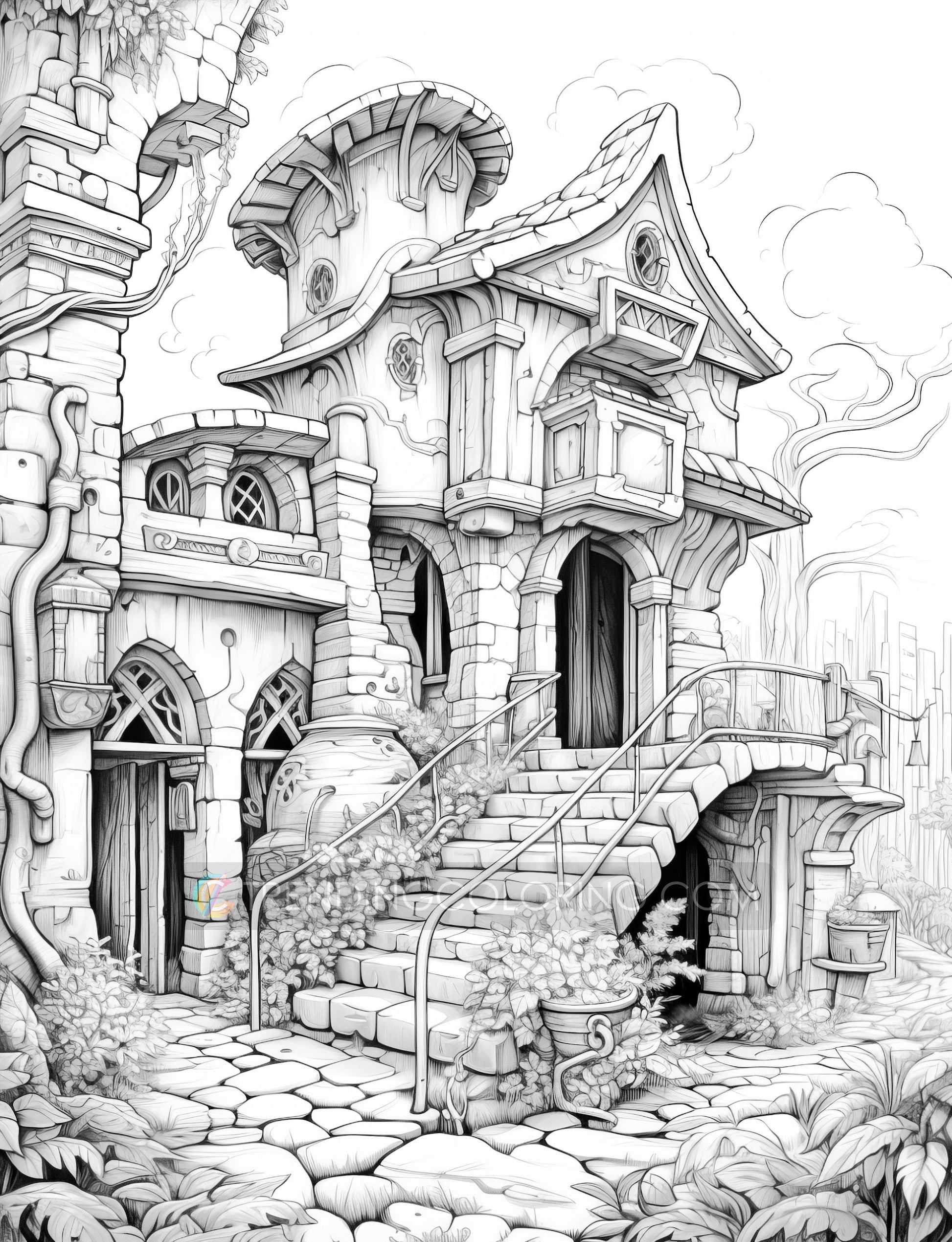 50 Mysterious Civilization Coloring Pages - Instant Download - Printable PDF Dark/Light – preview 8