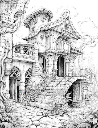 50 Mysterious Civilization Coloring Pages - Instant Download - Printable PDF Dark/Light – preview 8