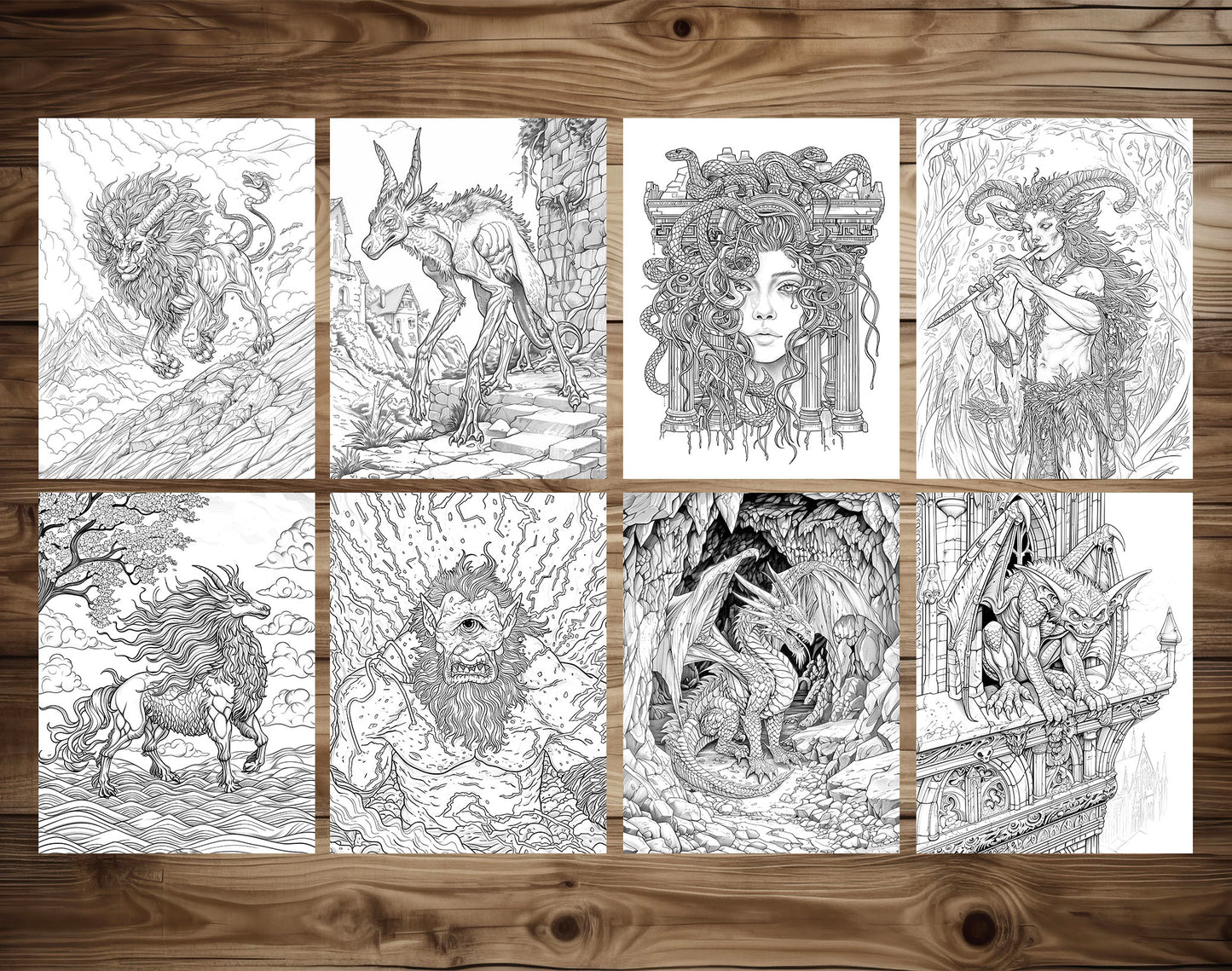50 Mythical Creatures Coloring Pages - Instant Download - Printable PDF – preview 4