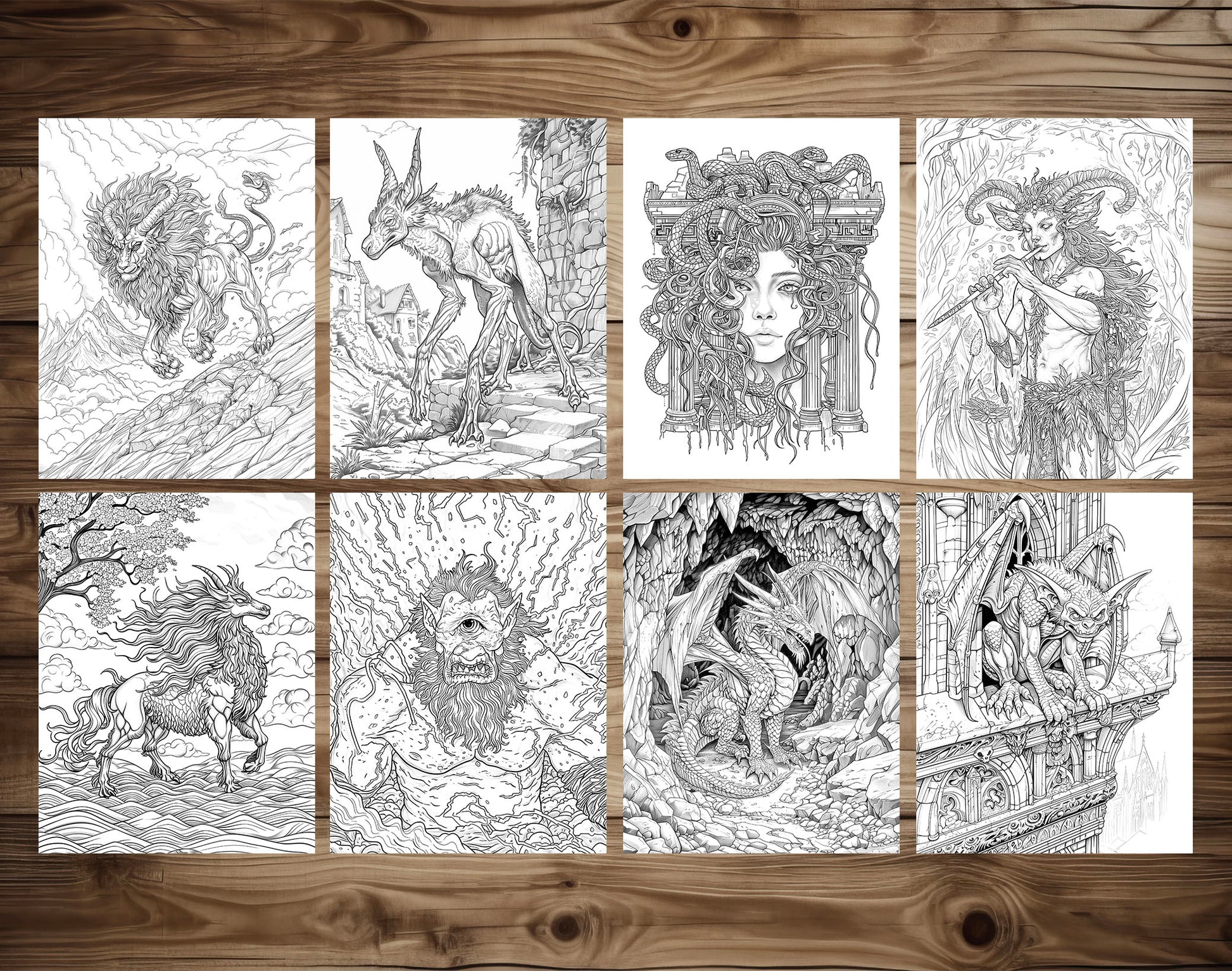 50 Mythical Creatures Coloring Pages - Instant Download - Printable PDF – preview 4