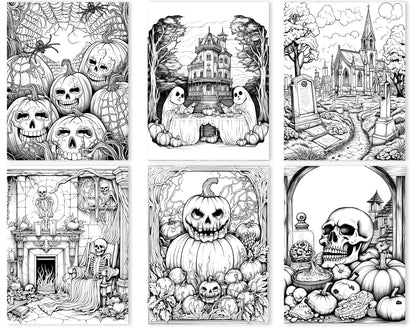 50 Old Fashioned Halloween Coloring Pages - Instant Download - Printable PDF – preview 3