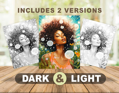 50 Proud Of Black Women Grayscale Coloring Pages - Instant Download - Printable PDF Dark/Light – preview 4