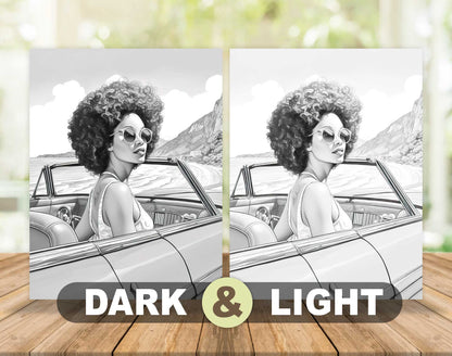 50 Proud Of Black Women Grayscale Coloring Pages - Instant Download - Printable PDF Dark/Light – preview 5