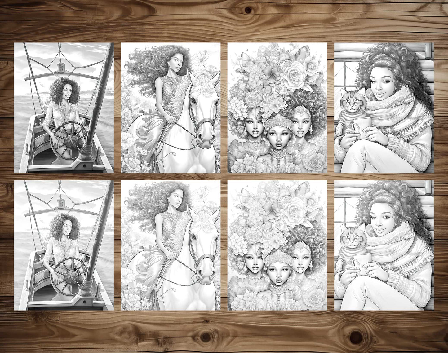 50 Proud Of Black Women Grayscale Coloring Pages - Instant Download - Printable PDF Dark/Light – preview 7
