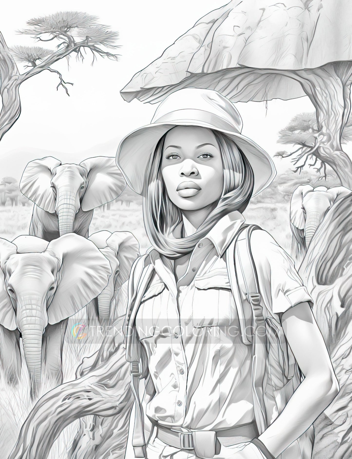 50 Proud Of Black Women Grayscale Coloring Pages - Instant Download - Printable PDF Dark/Light – preview 8