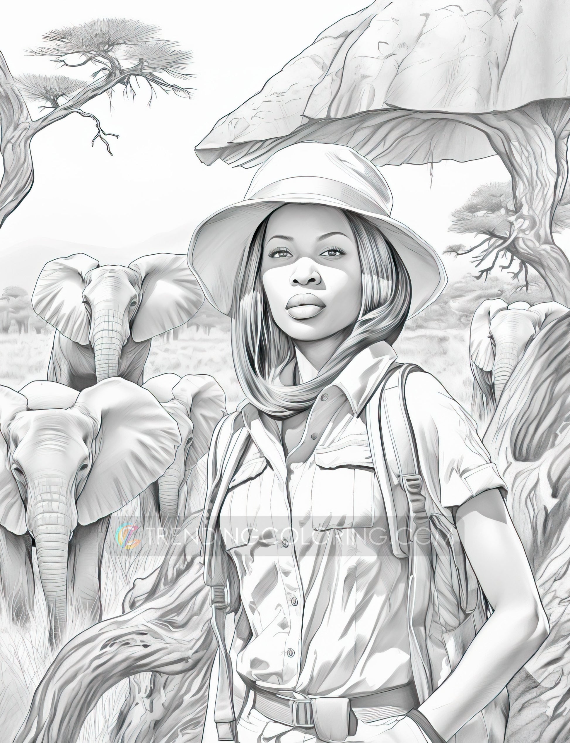 50 Proud Of Black Women Grayscale Coloring Pages - Instant Download - Printable PDF Dark/Light – preview 8