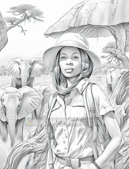 50 Proud Of Black Women Grayscale Coloring Pages - Instant Download - Printable PDF Dark/Light – preview 8