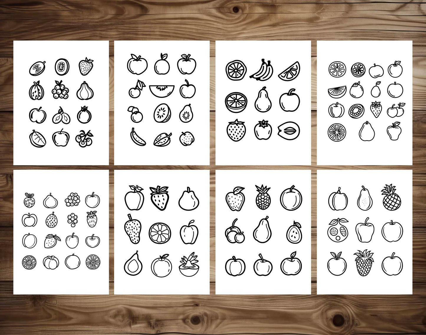 50 Simple Coloring Set - Fruit Theme Coloring Pages - Instant Download - Printable PDF – preview 5