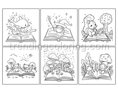 50 Simple Open Magic Book Coloring Pages - Instant Download - Printable PDF – preview 5