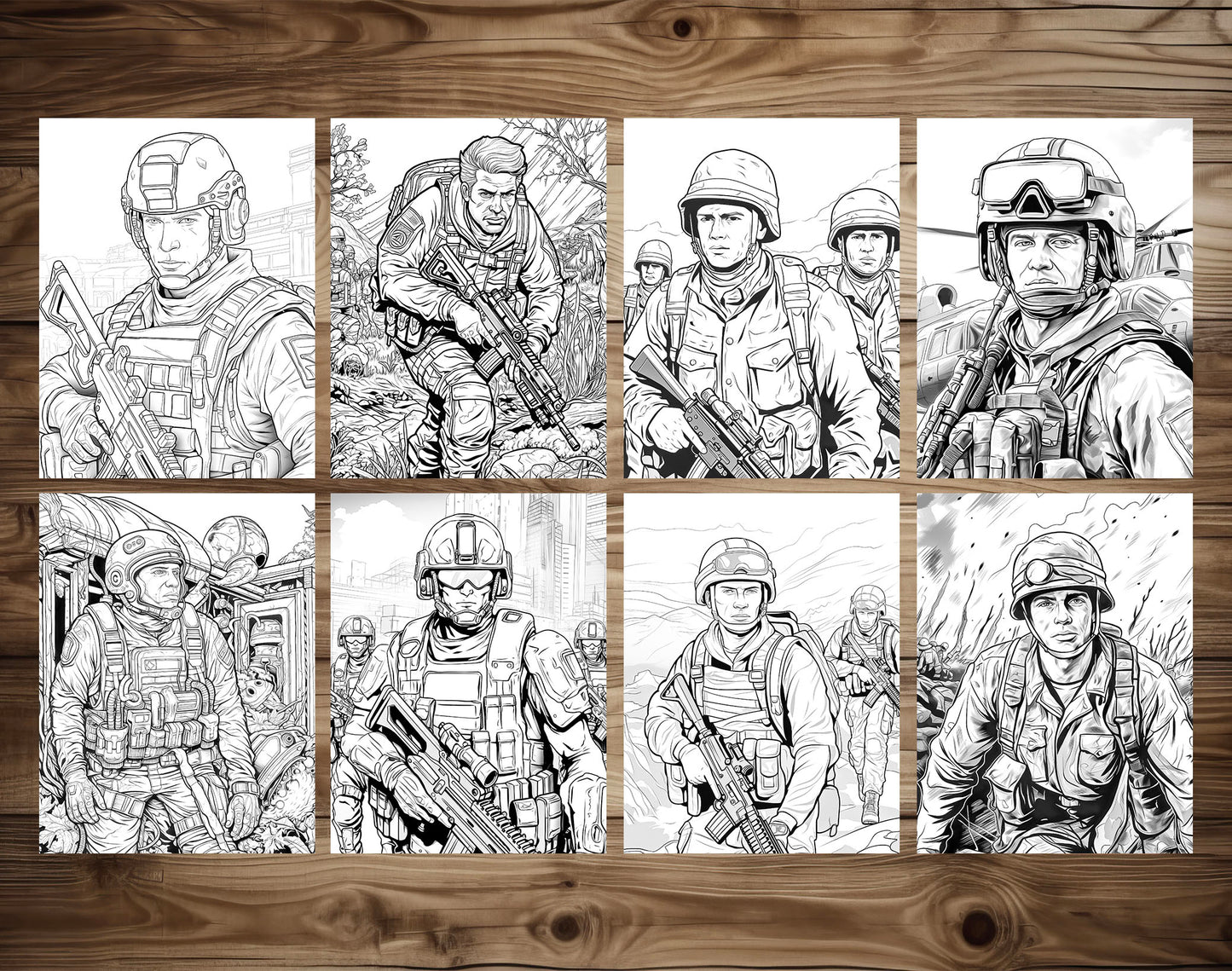 50 Soldier On The Battlefield Coloring Pages - Instant Download - Printable PDF – preview 4