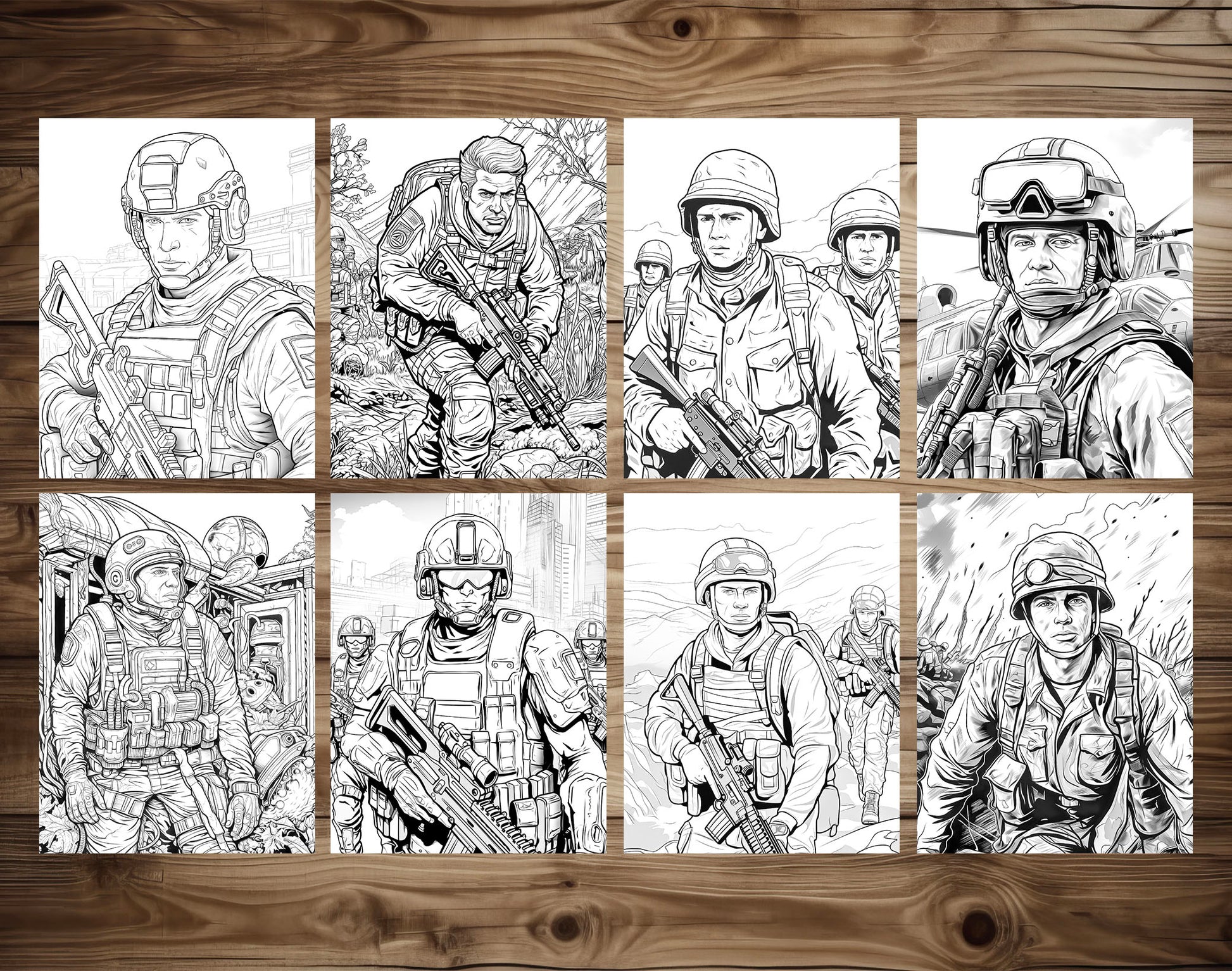 50 Soldier On The Battlefield Coloring Pages - Instant Download - Printable PDF – preview 4