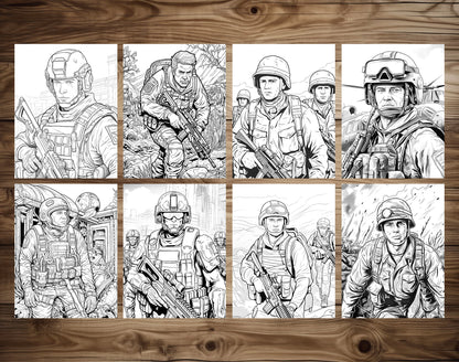 50 Soldier On The Battlefield Coloring Pages - Instant Download - Printable PDF – preview 4