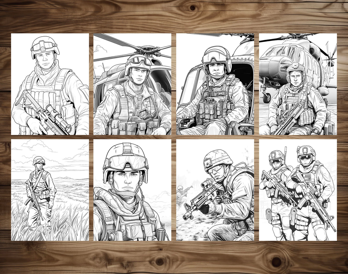 50 Soldier On The Battlefield Coloring Pages - Instant Download - Printable PDF – preview 5