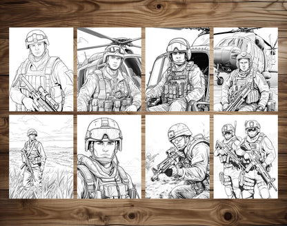 50 Soldier On The Battlefield Coloring Pages - Instant Download - Printable PDF – preview 5