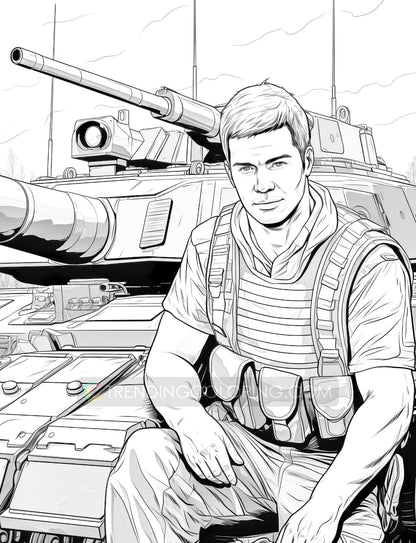 50 Soldier On The Battlefield Coloring Pages - Instant Download - Printable PDF – preview 6