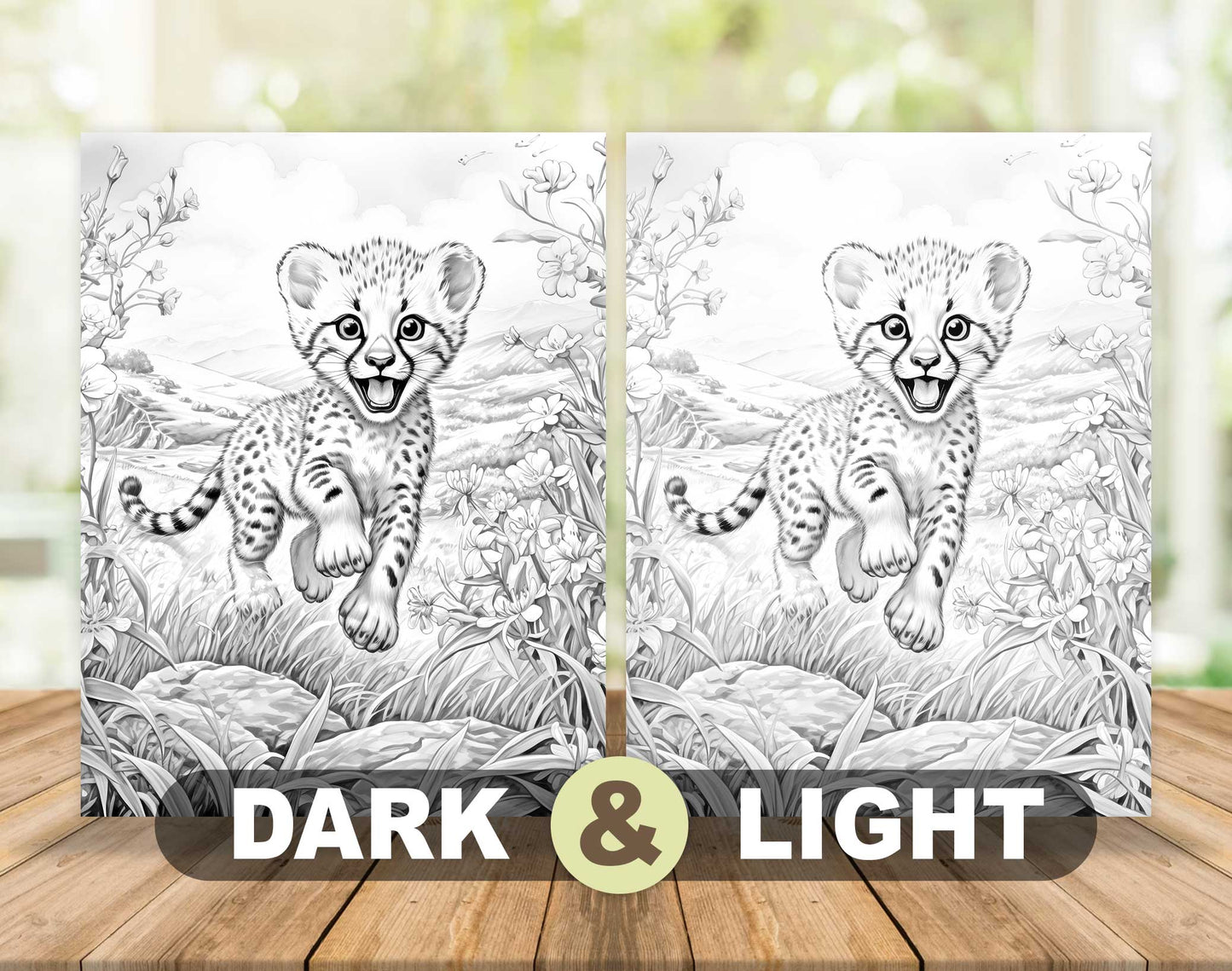 50 Spring Critter Grayscale Coloring Pages - Instant Download - Printable PDF Dark/Light – preview 5