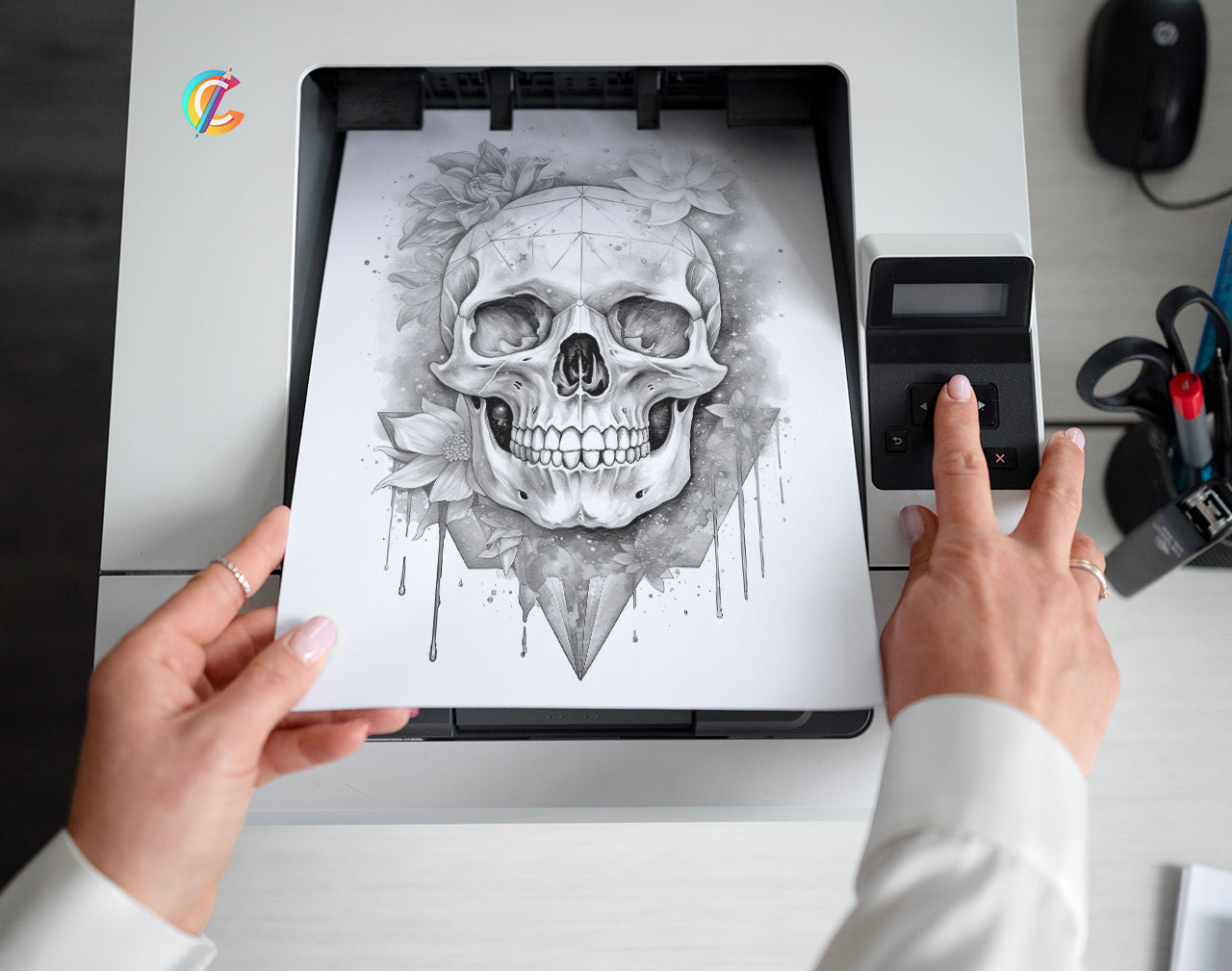 50 Grayscale Tattoo Coloring Pages - Instant Download PDF (Dark/Light) – preview 2