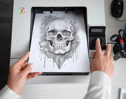 50 Grayscale Tattoo Coloring Pages - Instant Download PDF (Dark/Light) – preview 2