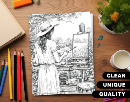 50 Love is ... Grayscale Coloring Pages - Instant Download - Printable PDF Dark/Light