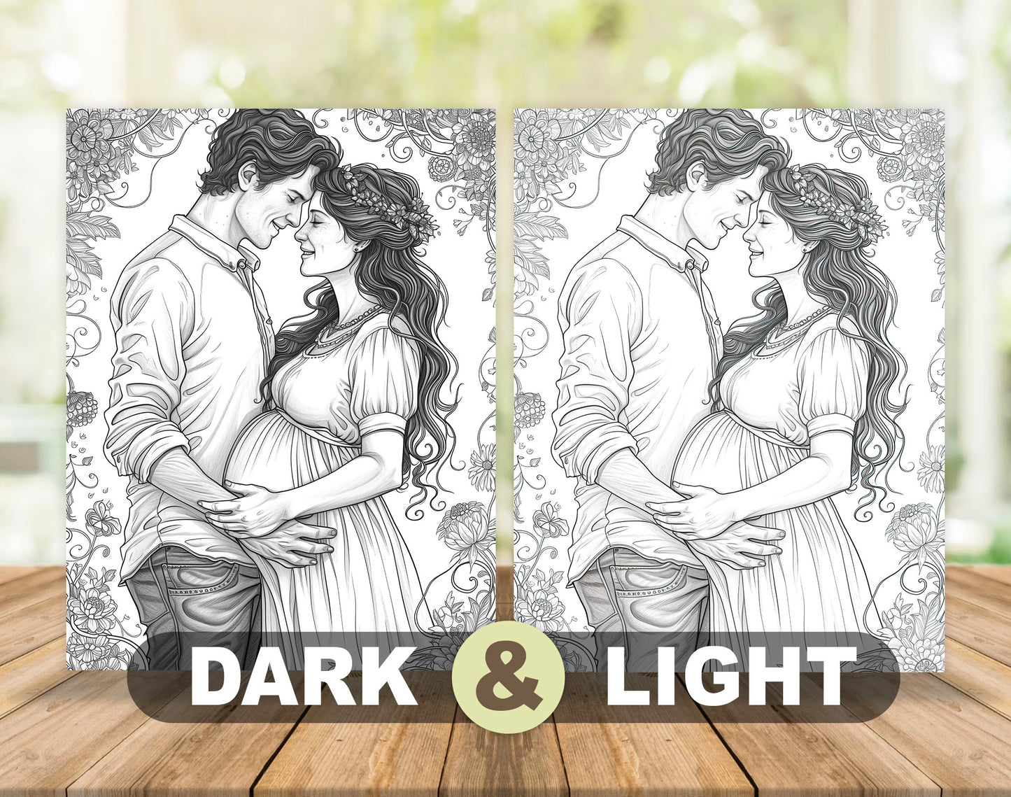 50 Love is ... Grayscale Coloring Pages - Instant Download - Printable Dark/Light