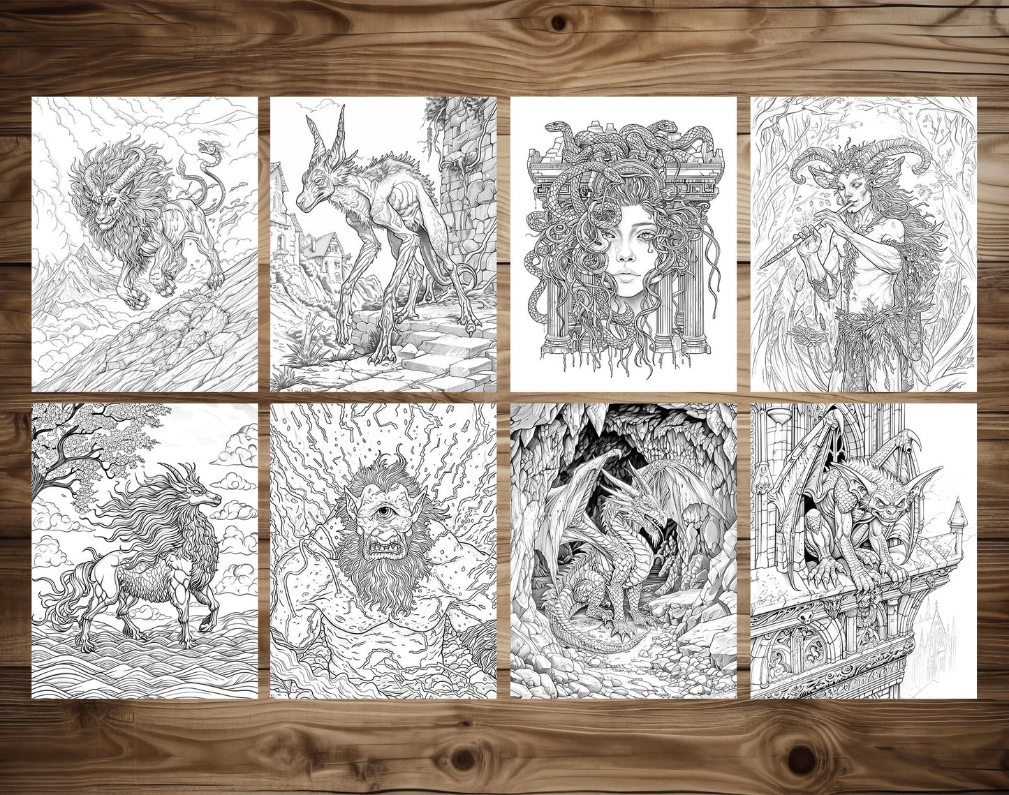 50 Mythical Creatures Coloring Pages - Instant Download - Printable