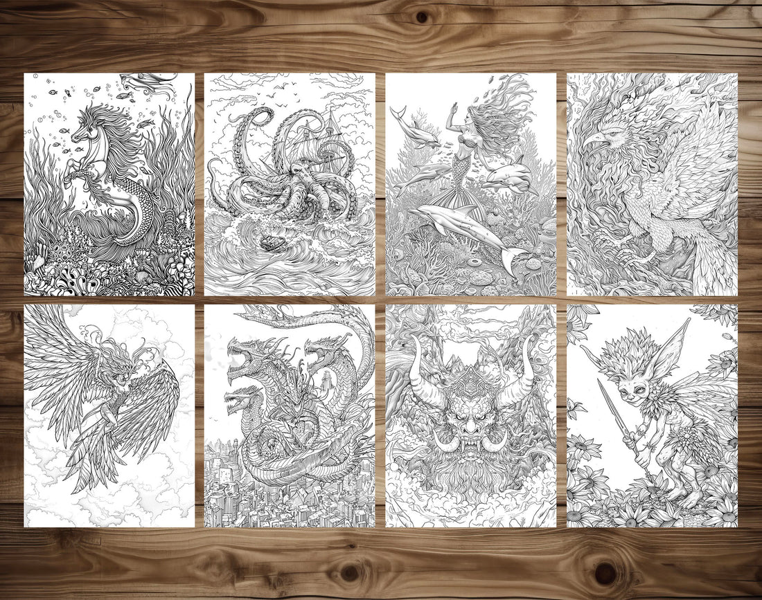 50 Mythical Creatures Coloring Pages - Instant Download - Printable ...