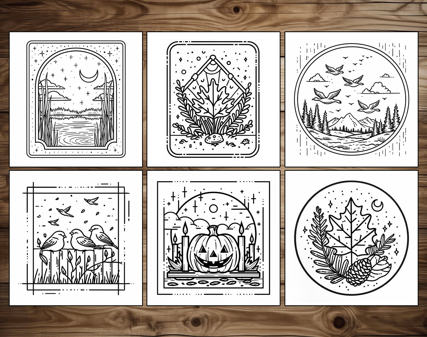 55 Autumn Simple Art Bold and Easy Coloring Pages - Instant Download - Printable PDF